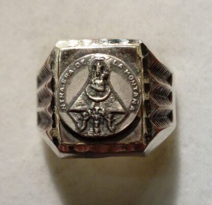Sello Virgen de La Montaña en plata de ley con chapado envejecido mod. 4