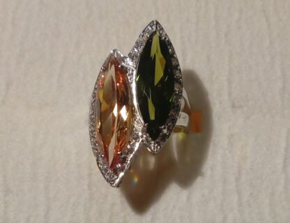 Anillo de plata de ley con dos piedras de color - Imagen 2