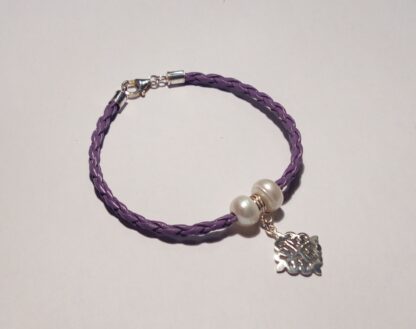 Pulsera de piel con Cruz de Alcántara de plata