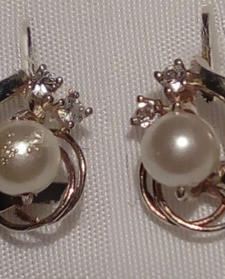 Pendientes de plata, zirconita y perla