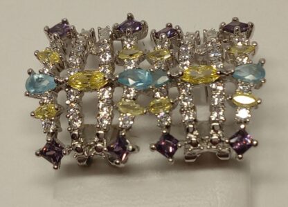 Pendientes plata de ley, zirconita y piedras de color