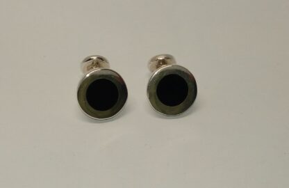 Gemelos de plata de ley y ónix