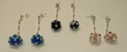 Pendientes en plata de ley, cristal de color y esmalte