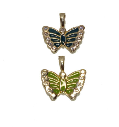 Colgante mariposa en plata de ley, zirconitas y esmalte